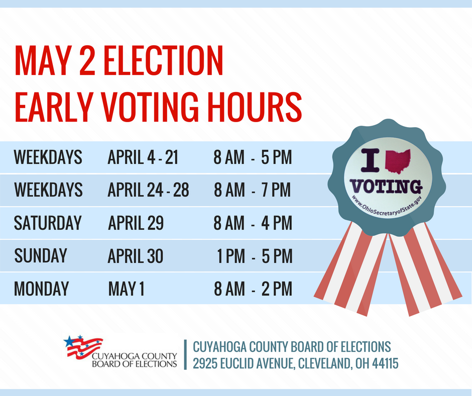 Early Voting Schedule for May 2 Election